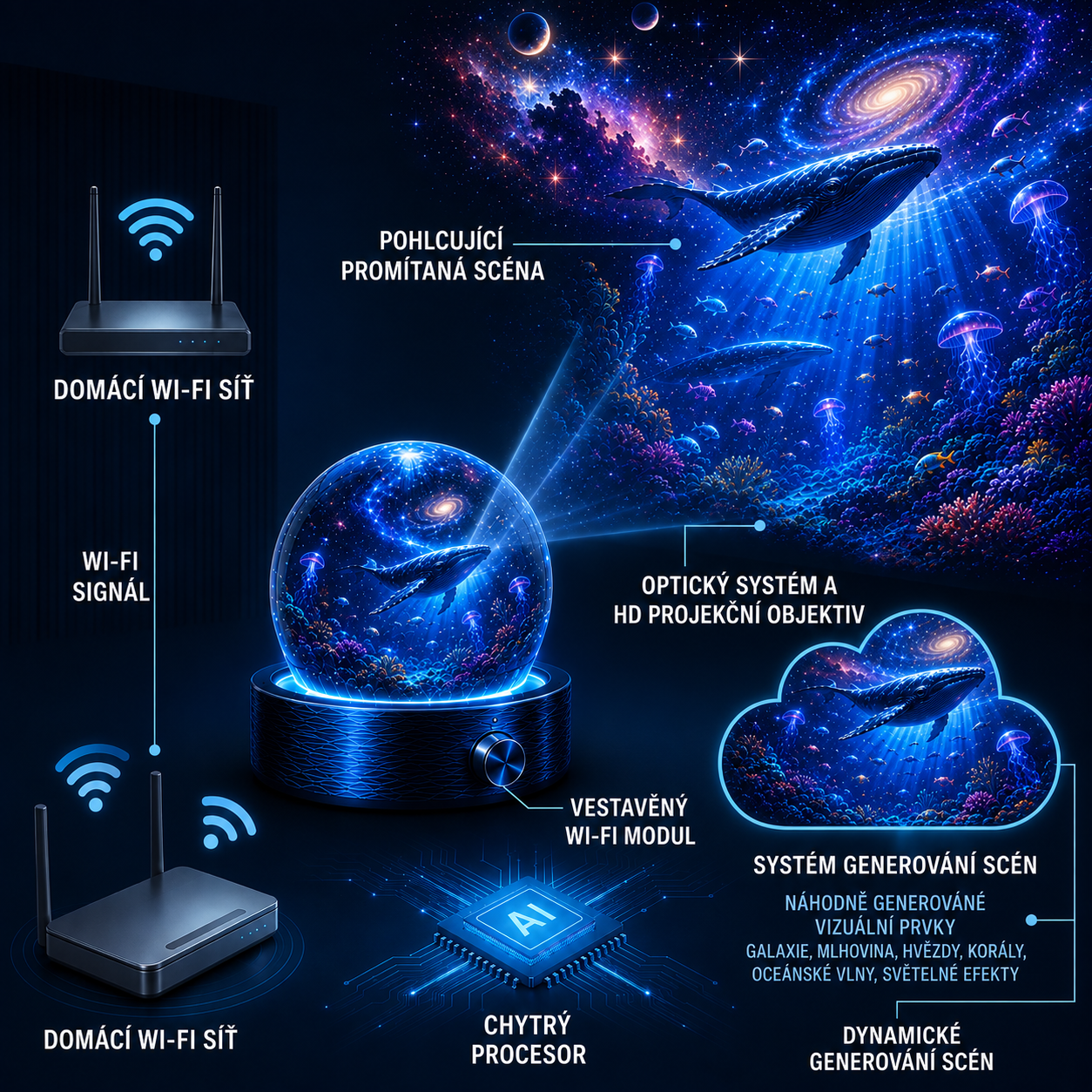 BVJ® 2026 PRO MAX 5D chytrý projektor světů 🌎 Vytvořte více než 100 pohlcujících světů s Bluetooth ovládáním a zvukovými efekty