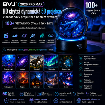 BVJ® 2026 PRO MAX 5D chytrý projektor světů 🌎 Vytvořte více než 100 pohlcujících světů s Bluetooth ovládáním a zvukovými efekty